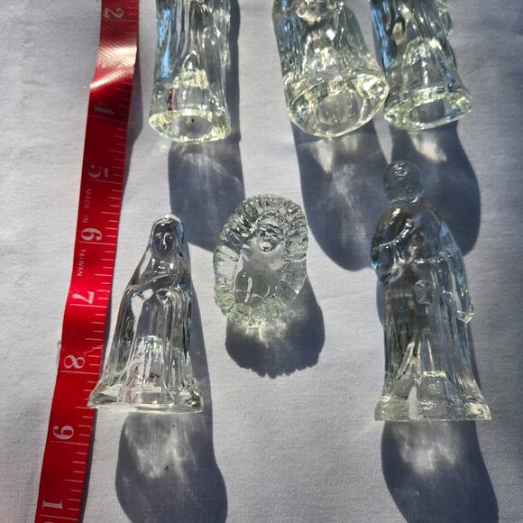 Small Glass Manger Creche Scene Vintage 6 pieces - Picture 4 of 5